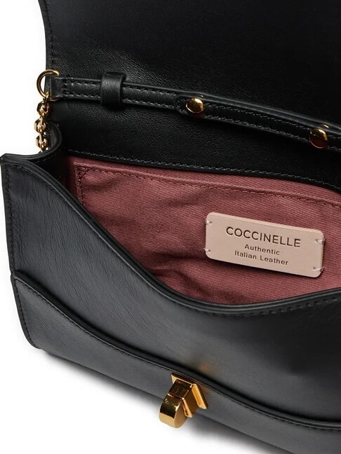 CAMPIONARIO - MAGIE 2NITE Clutch aus Leder mit Ketten-Schulterriemen Schwarz - Damentaschen