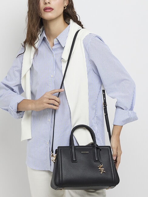 LAILA Lederhandtasche mit Schulterriemen Schwarz - Damentaschen