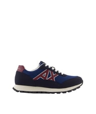 ARMANI EXCHANGE DROP MICROSUEDE Sneaker mit kontrastierendem Logo Tiefblau + Estate Blue + Pomenegr - Herrenschuhe - 2