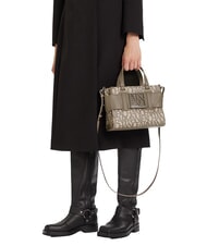 ARMANI EXCHANGE LOGO ALL OVER Kleine Tasche mit Schultergurt Klangsand / brauner Bass - Damentaschen - 5