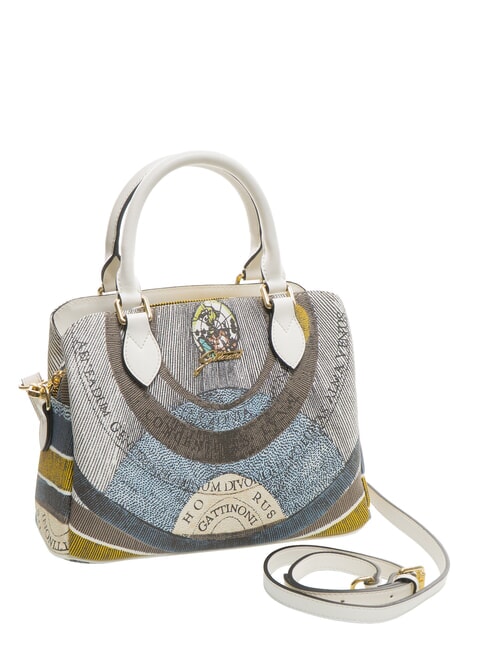 PLANETARIUM Mittelgro&szlig;e Handtasche mit Schultergurt Mond/Wei&szlig; - Damentaschen