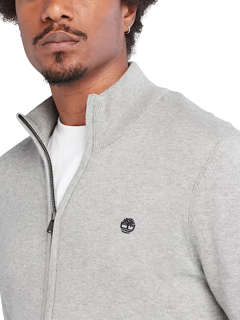 WILLIAMS RIVER Pullover mit Rei&szlig;verschluss mittelgrau meliert - Herrenpullover