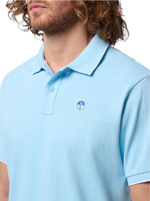 COLLAR STRIPED Kurzarm-Poloshirt aus Baumwolle Zartes Blau - Herren-Polo-Shirts/Herren-Polo-Shirt/Herrenpoloshirt/Herrenpoloshirts