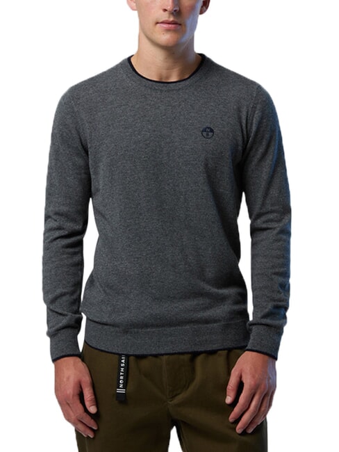 N|S Pullover mit Rundhalsausschnitt mittelgraue Melange - Herrenpullover