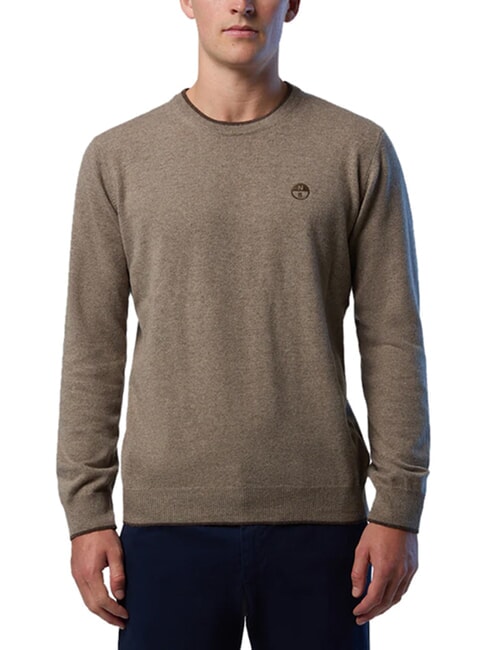 N|S Pullover mit Rundhalsausschnitt Walnuss-Melange - Herrenpullover
