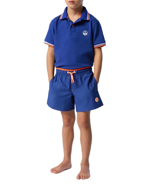 BASIC Beach-Boxershorts im Volleyball-Stil Elektrisches Blau - Kinderbademode