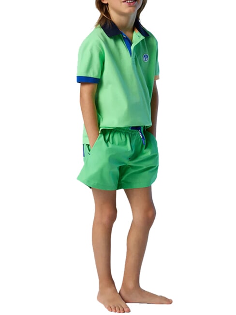 BASIC Beach-Boxershorts im Volleyball-Stil Sommergr&uuml;n - Kinderbademode
