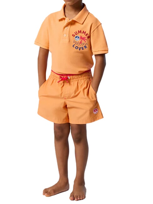 BASIC Beach-Boxershorts im Volleyball-Stil Hellorange - Kinderbademode