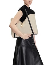 FURLA CAMPIONARIO - GOCCIA Schultertasche aus Canvas natur + schwarz - Damentaschen - 2