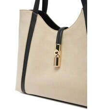 FURLA CAMPIONARIO - GOCCIA Schultertasche aus Canvas natur + schwarz - Damentaschen - 4