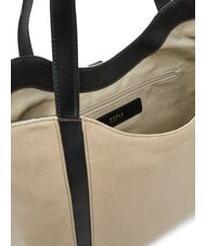 FURLA CAMPIONARIO - GOCCIA Schultertasche aus Canvas natur + schwarz - Damentaschen - 5