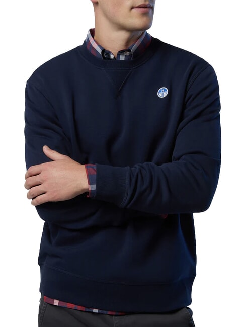 ROUND LOGO Sweatshirt mit Rundhalsausschnitt aus Baumwolle Navy blau - Sweatshirts Herren
