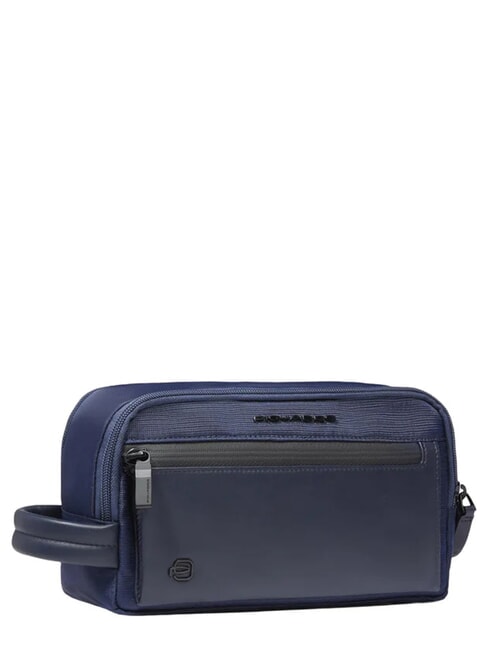 ORION Kosmetiktasche aus Stoff und Leder Blau - Beauty-Case
