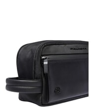 PIQUADRO ORION Kosmetiktasche aus Stoff und Leder Schwarz - Beauty-Case - 4
