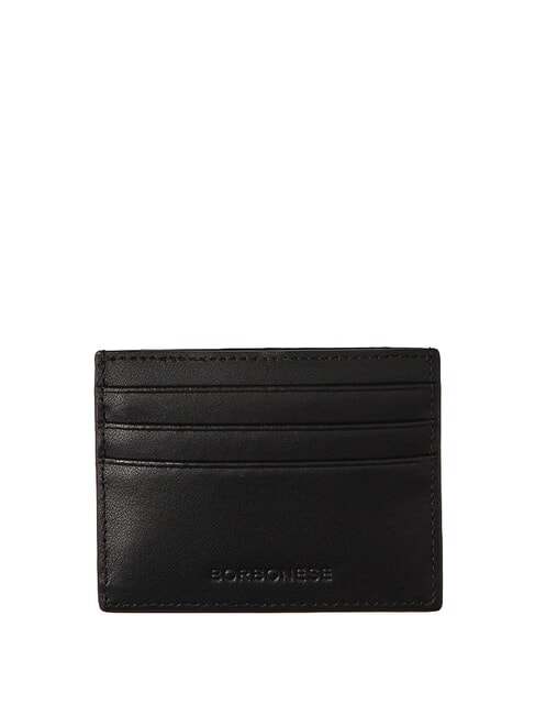 LETTERING Flacher Kartenhalter aus Leder Schwarz - Brieftaschen Damen