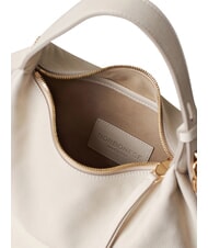 BORBONESE PRIVE Schultertasche, Leder wei&szlig;e Baumwolle - Damentaschen - 5