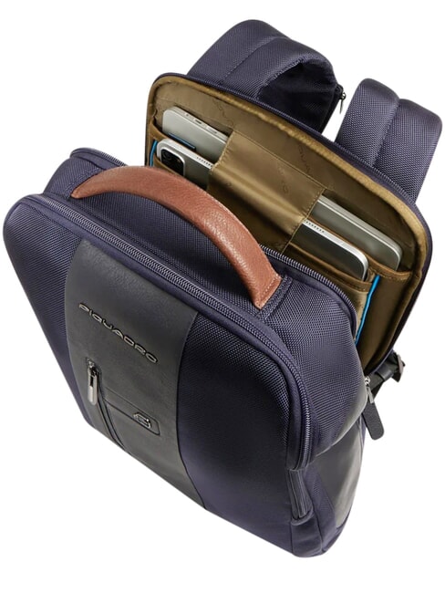 BRIEF 2 Laptop-Rucksack und iPad-Halter aus recyceltem Stoff blau/Leder - PC-Rucks&auml;cke