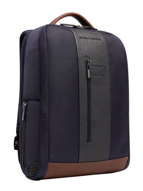 BRIEF 2 Laptop-Rucksack und iPad-Halter aus recyceltem Stoff blau/Leder - PC-Rucks&auml;cke