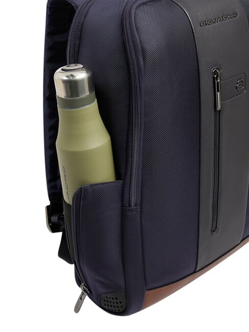 BRIEF 2 Laptop-Rucksack und iPad-Halter aus recyceltem Stoff blau/Leder - PC-Rucks&auml;cke