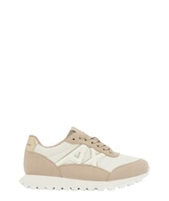 ARMANI EXCHANGE DROP MICROSUEDE Sneaker mit seitlichem Logo Sand + Cremewei&szlig; - Damenschuhe - 3