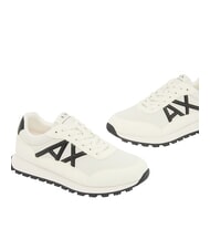 ARMANI EXCHANGE DROP MICROSUEDE Sneaker mit kontrastierendem Logo Cremewei&szlig; + Schwarz - Herrenschuhe - 6