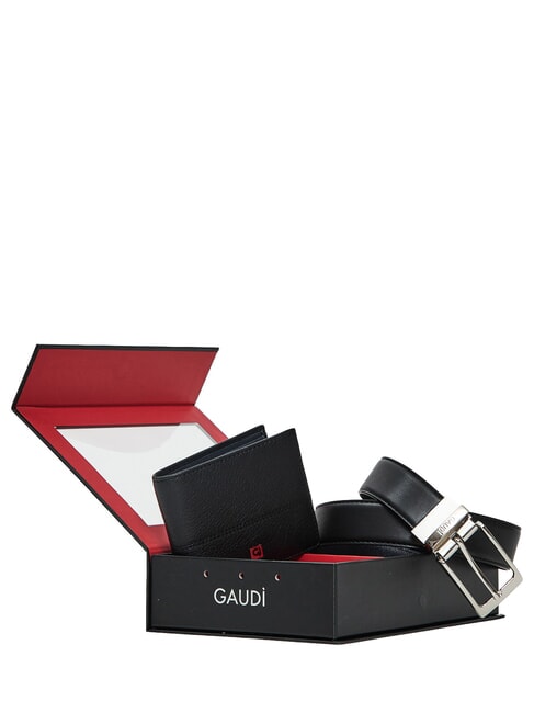 GIFT BOX G&uuml;rtel- und Geldb&ouml;rsen-Set schwarz/blau - G&uuml;rtel