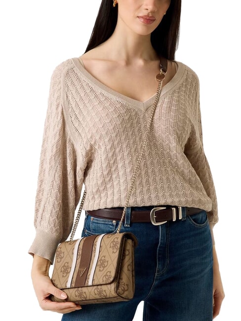 NOELLE 2 Schultertasche / Umh&auml;ngetasche Latte-Logo / braun - Damentaschen