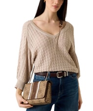 GUESS NOELLE 2 Schultertasche / Umh&auml;ngetasche Latte-Logo / braun - Damentaschen - 2