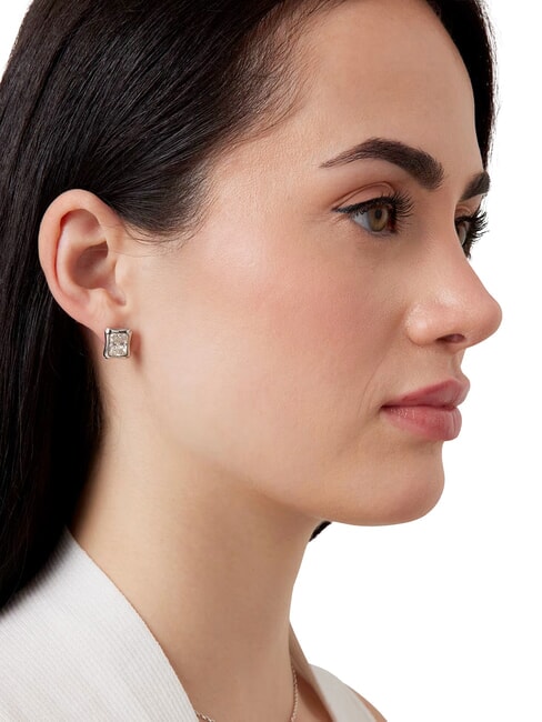 BAMBOO Silberne Ohrringe, quadratisches Modell SILBER - Ohrringe