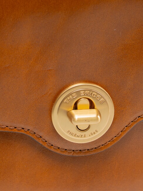 IRENE Schultertasche aus Leder Cognac / Gold - Damentaschen