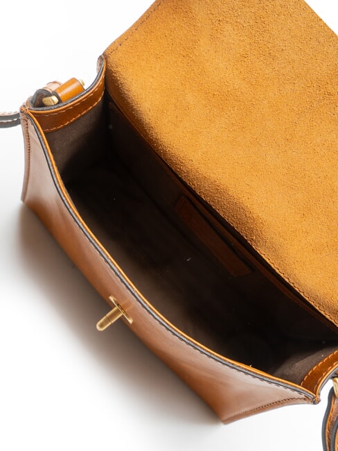 IRENE Schultertasche aus Leder Cognac / Gold - Damentaschen