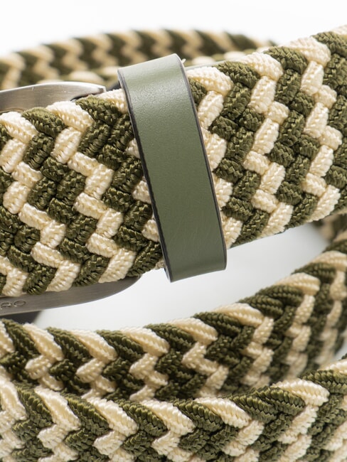 CINTURE COLL.109 Elastischer geflochtener G&uuml;rtel GR&Uuml;N / BEIGE - G&uuml;rtel