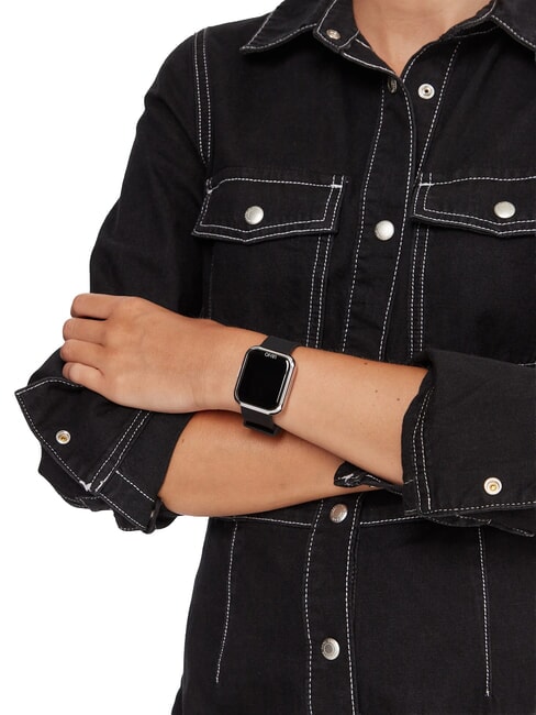 VOICE MINI Uhr, Smartwatch mit Silikon- und Stahlgeh&auml;use Silber - Uhren