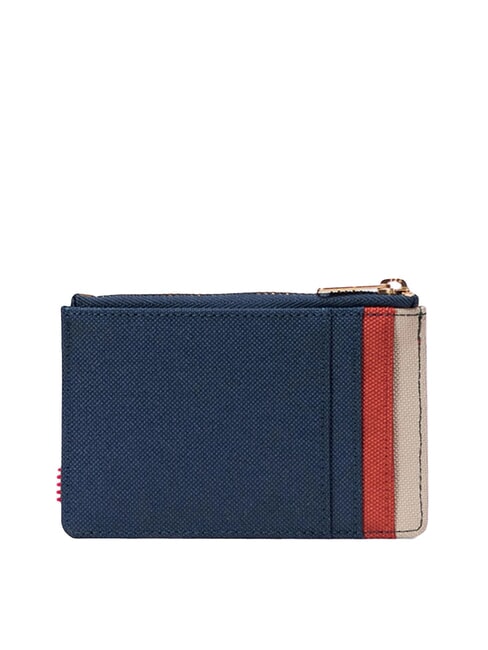 OSCAR Flaches Kartenetui mit Rei&szlig;verschluss Irisschwarz/Ockerrot/Twill - Brieftaschen Herren