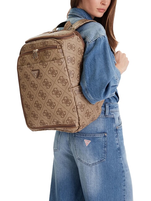 BERTA Rucksack mit mehreren F&auml;chern, unter dem Sitz 45 cm Latte-Logo / braun - Damentaschen