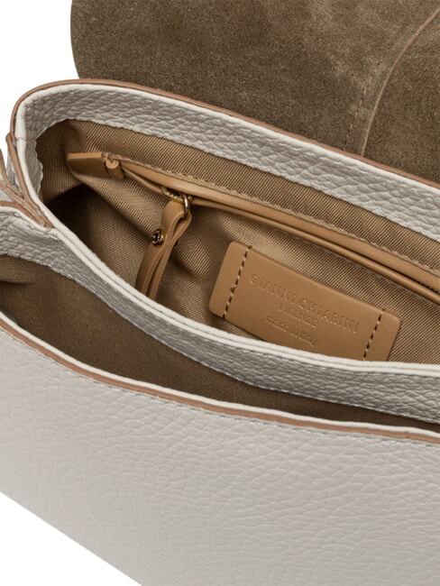 HELENA ROUND Schultertasche mit Schulterriemen aus Leder Sand - Damentaschen