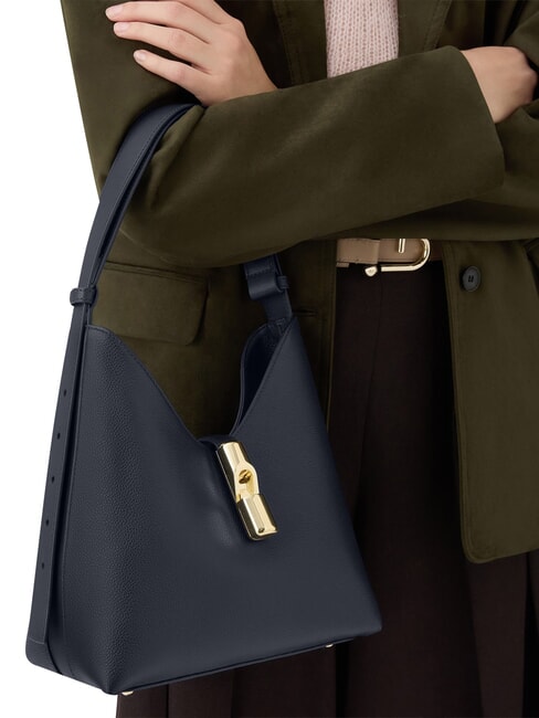 GOCCIA Schultertasche, Leder Tintenblau - Damentaschen