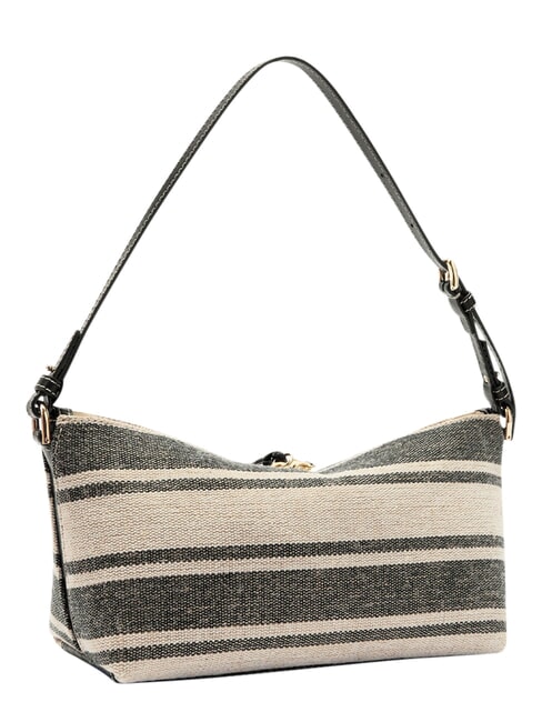 DEBBY Schultertasche, Leder und Leinen Indigot&ouml;ne - Damentaschen