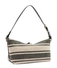 FURLA DEBBY Schultertasche, Leder und Leinen Indigot&ouml;ne - Damentaschen - 4