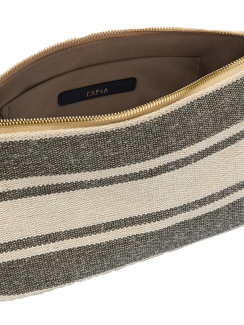 DEBBY Schultertasche, Leder und Leinen Indigot&ouml;ne - Damentaschen