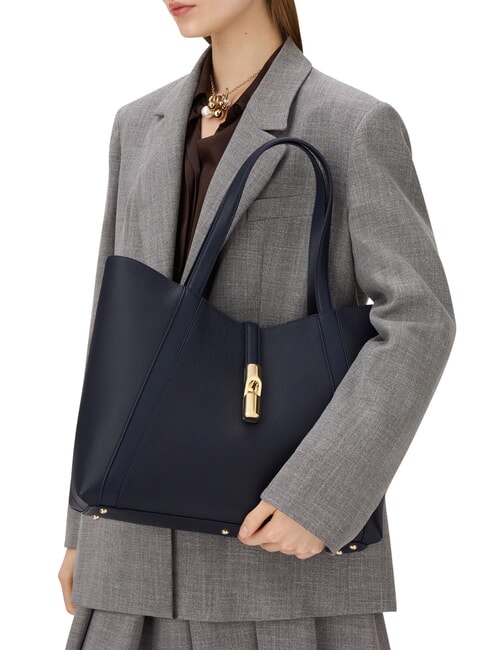 GOCCIA Umh&auml;ngetasche, Leder Tintenblau - Damentaschen