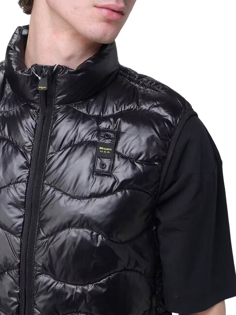 DANNY Wattierte Weste ohne Kapuze Schwarz/Naturbeige - &Auml;rmellose Jacken f&uuml;r M&auml;nner