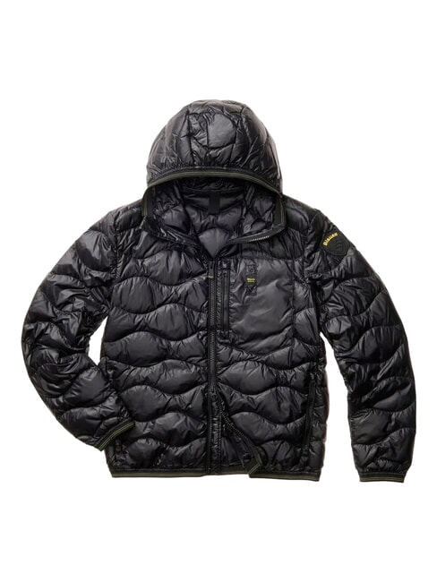 WAVE Kurze, wattierte Daunenjacke mit Kapuze Schwarz - Daunenjacken f&uuml;r Herren