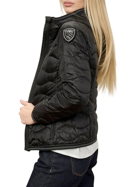 CAMELIA Kurze, wattierte Daunenjacke mit Kapuze Schwarz - Daunenjacken f&uuml;r Damen