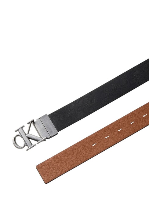 CK HARDWARE Wendbarer Lederg&uuml;rtel Schwarz/CK Cognac/Antiksilber - G&uuml;rtel