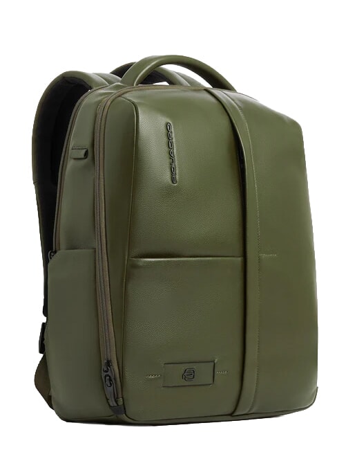 RUSSEL Lederrucksack f&uuml;r 15,6"-Laptop GR&Uuml;N - PC-Rucks&auml;cke