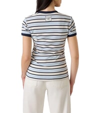 GUESS STRIPED MINI 4G LOGO Gestreiftes T-Shirt Cremewei&szlig; und Schatten - T-Shirts und Tops f&uuml;r Damen - 2
