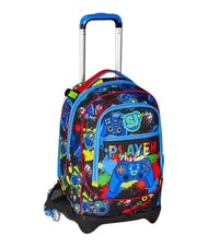 SJGANG GAME-LED 3-r&auml;driger Trolley-Rucksack, abnehmbar FEUERROT - Rucks&auml;cke mit Trolleyfunktion - 3