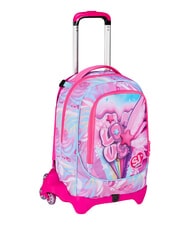 SJGANG PLUSHY RABBIT 3-r&auml;driger Trolley-Rucksack, abnehmbar rosa Puppe - Rucks&auml;cke mit Trolleyfunktion - 3
