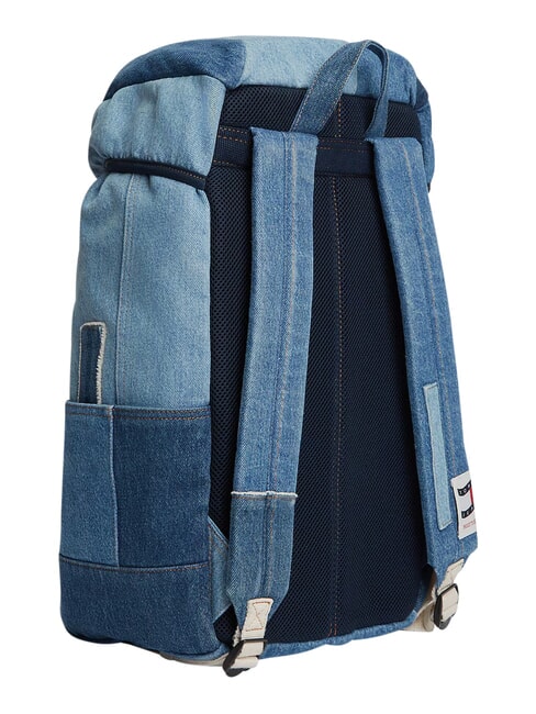 TJ DENIM PATCHWORK Rucksack mit mehreren F&auml;chern, aus Denim Jeansflicken - Rucks&auml;cke f&uuml;r Schule &amp; Freizeit